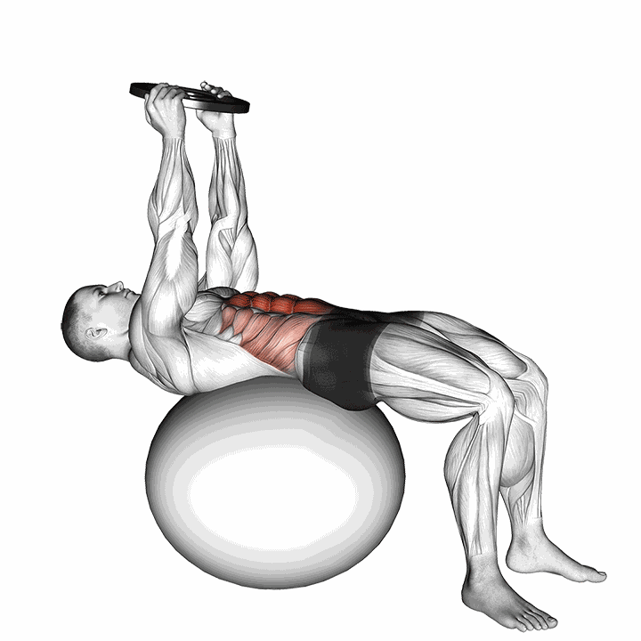 Weighted Overhead Crunch (on Stability Ball) demonstration