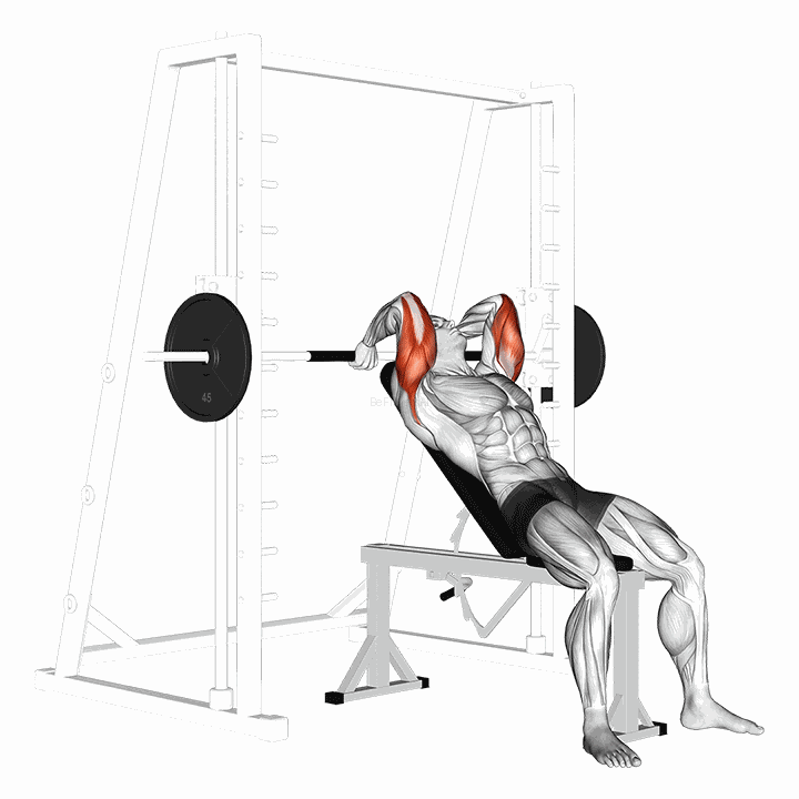 Smith Machine Incline Tricep Extension demonstration